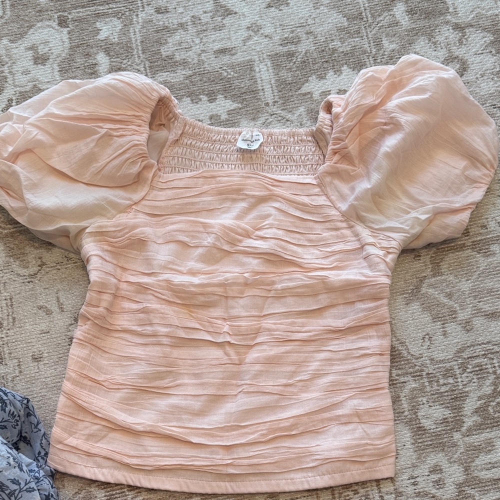 Abercrombie Kids Puff Sleeve Blouse - Light Pink